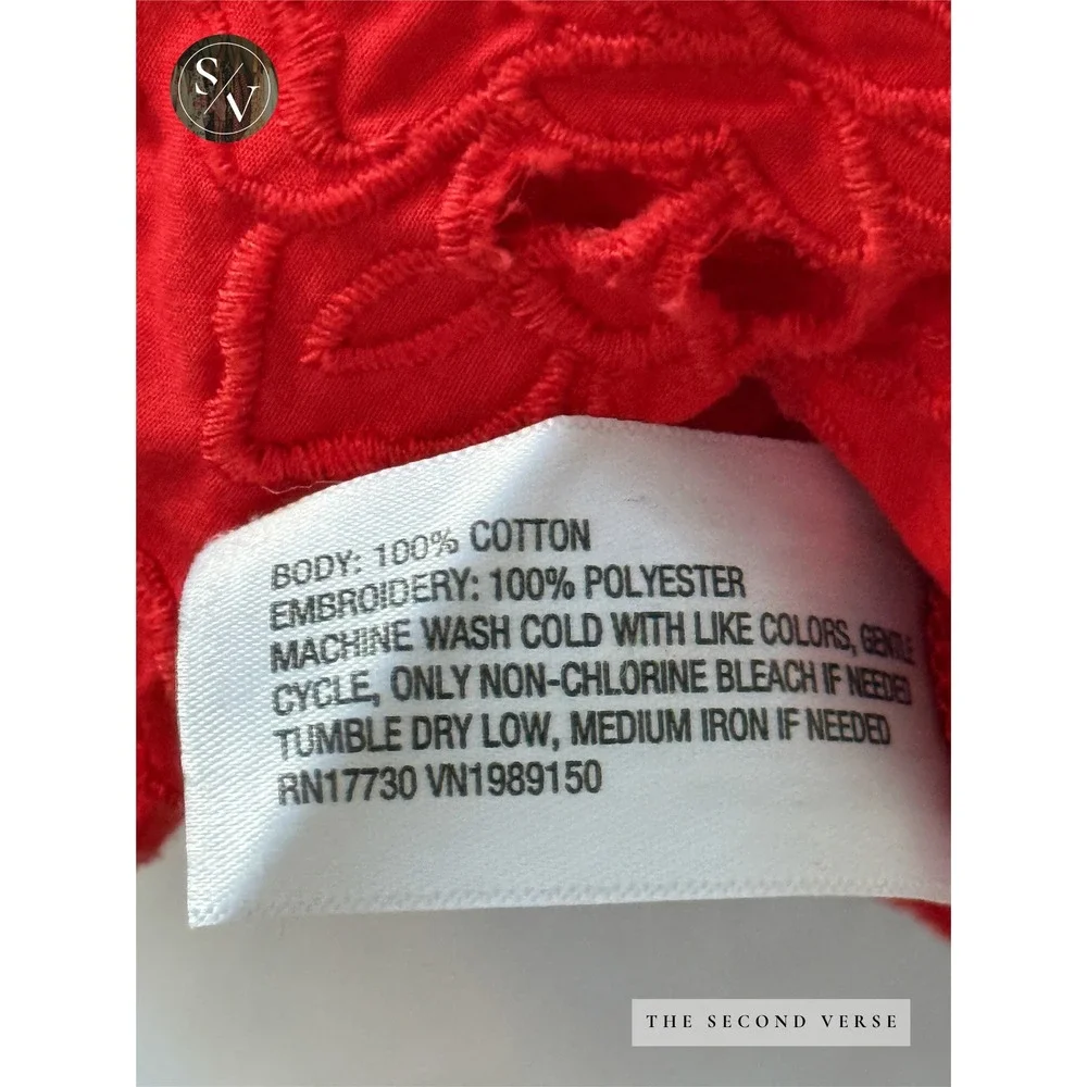 Future Collective Shorts Womens XL Eyelet Scalloped Hem Drawstring Red XL